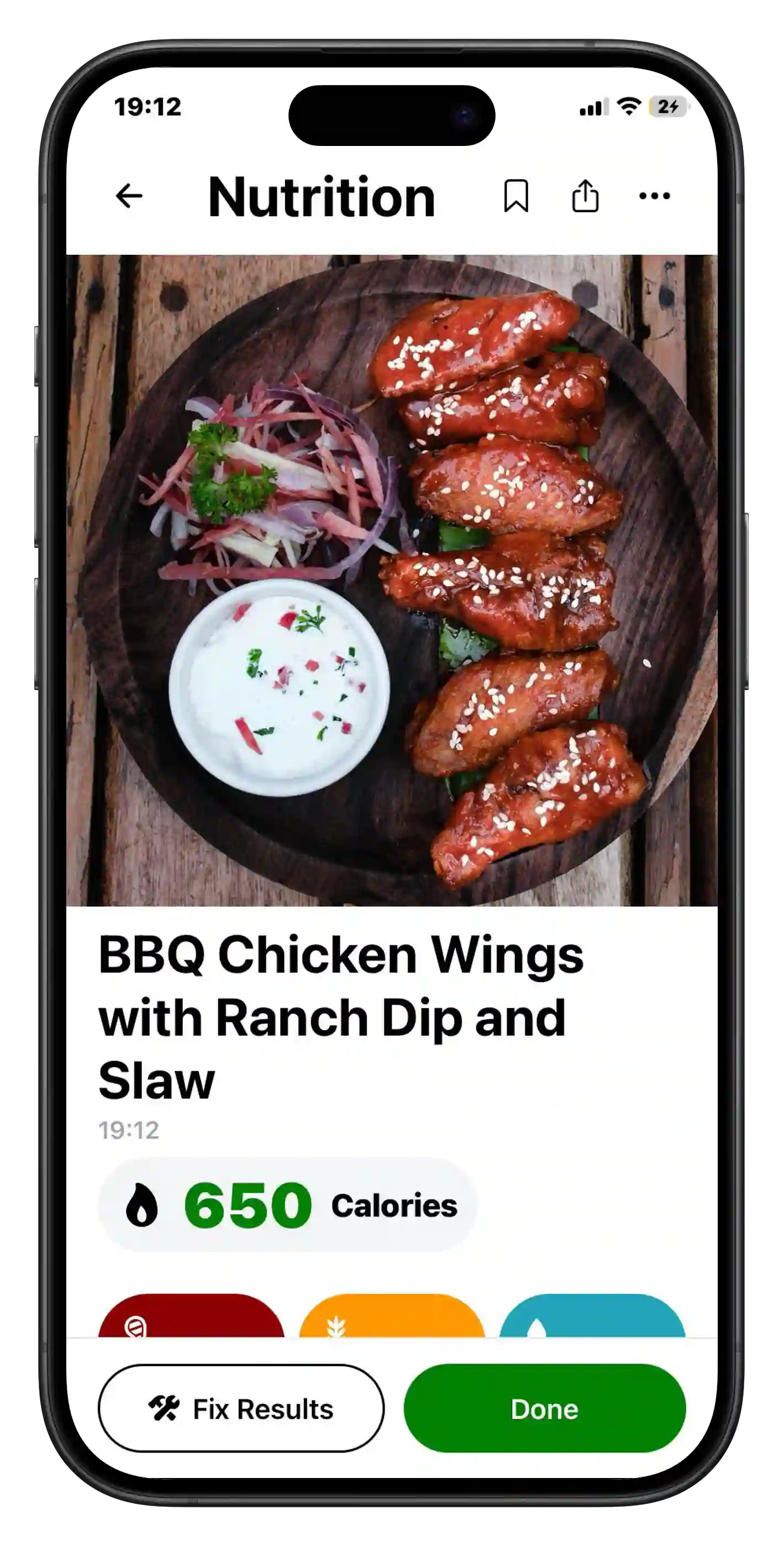 AI-powered nutritional analysis result